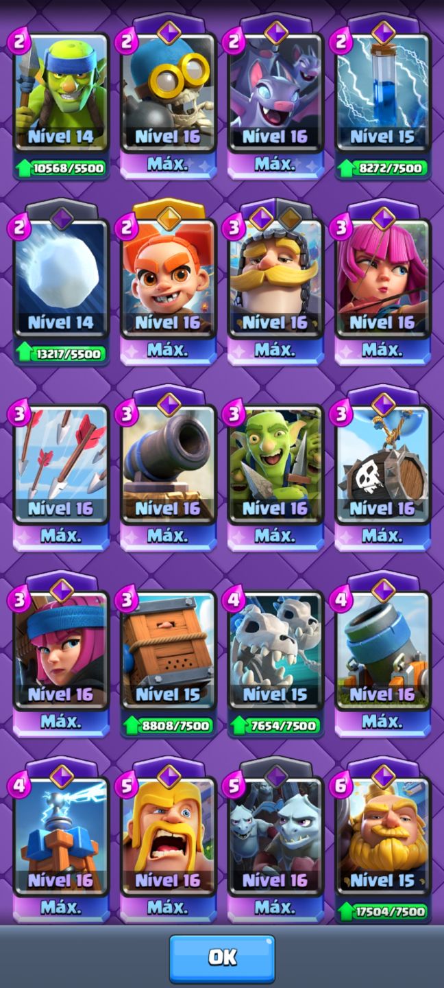 Conta Clash Royale Full Acesso | 123/123 Cartas | Várias Nível 16 Máx +900k Ouro