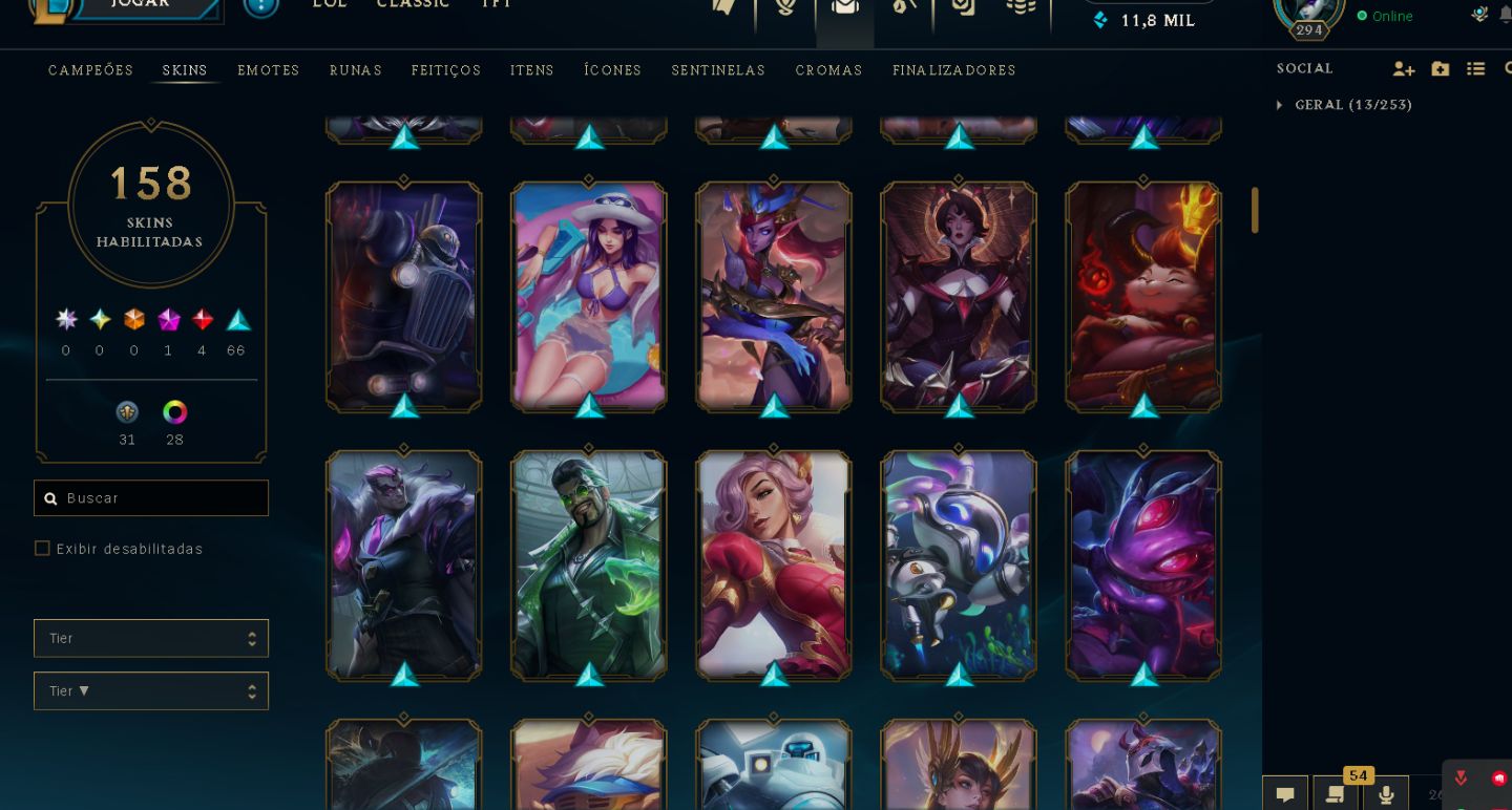 Conta LoL BR | Ex-Mestre | Esmeralda IV | +28 PDL | 158 Skins | 101 Champs