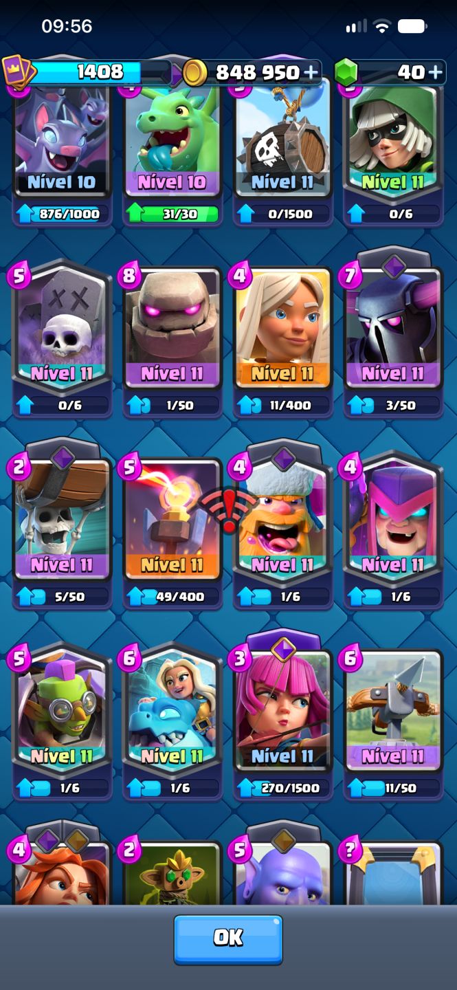 Conta Clash Royale 7652 Troféus Nv 1408 ARENA 20