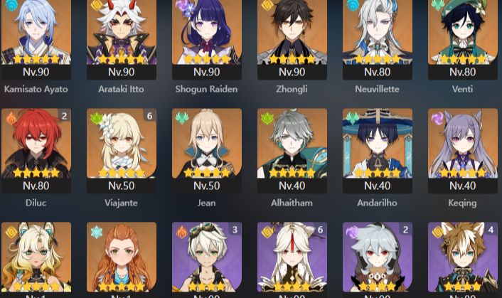 CONTA GENSHIN | BR AR 56 | 13 PERSONAGENS 5 ESTRELAS (DILUC C2)|