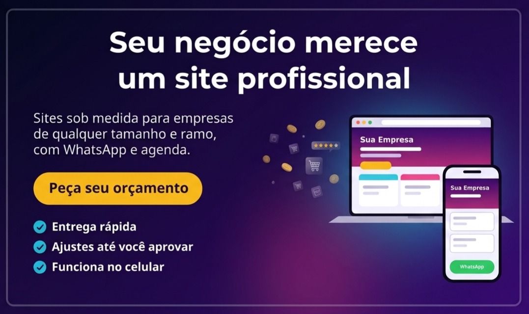 Criação de sites profissionais para empresas e comércios
