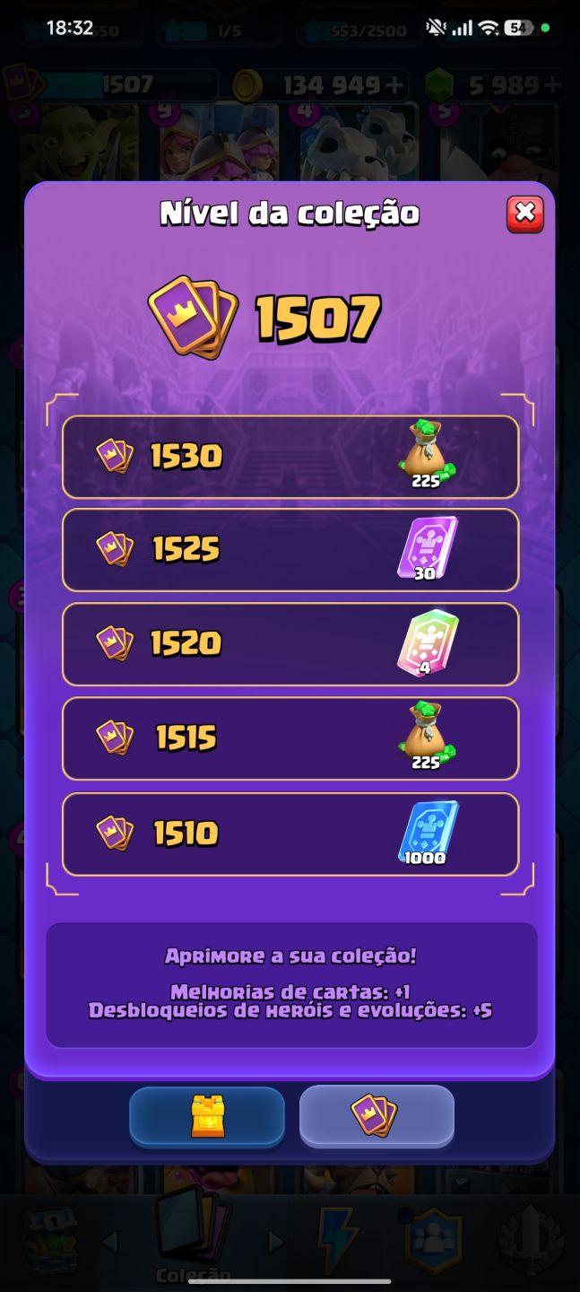 CONTA CLASH ROYALE LVL 21 + 8K TROFÉUS + 6K GEMAS + TORRE E CARTAS LVL 14, +