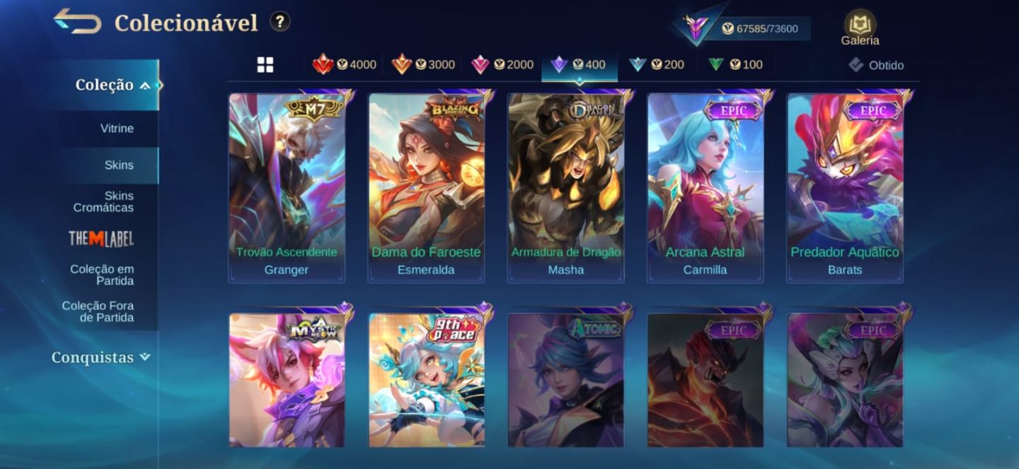 CONTA MOBILE LEGENDS IMORTAL +105 ESTRELAS E +200 SKINS