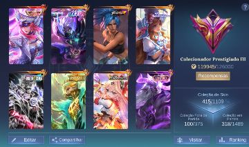CONTA LEGENDS MÓBILE TOP VÁRIAS SKINS BRABA