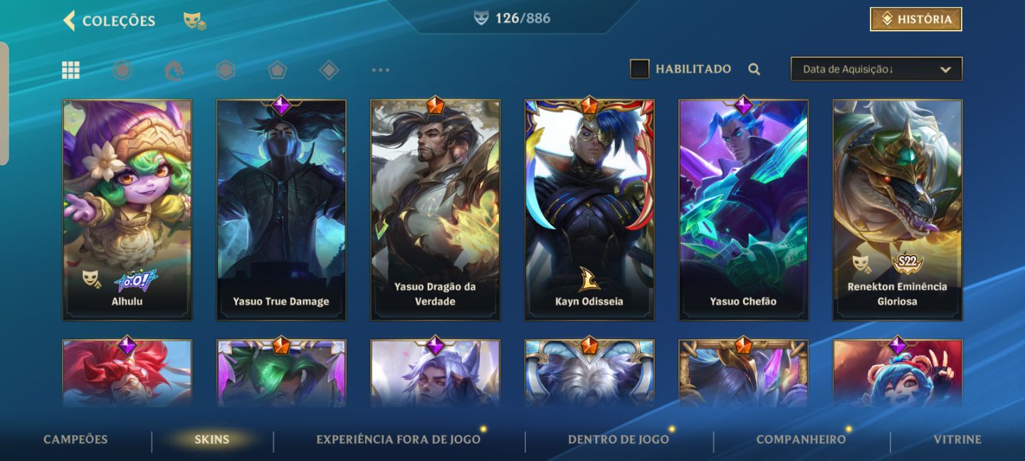 Conta com várias skins