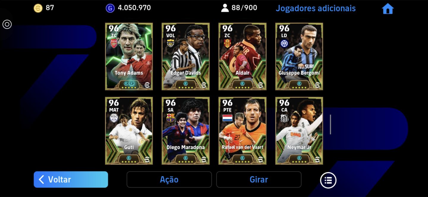 Conta efootball barba cabelo é bigode (defesa meio campo é ataque)