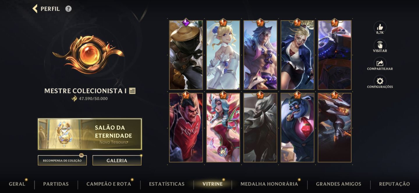 Conta Challenger, 47,5k de vitrine, main top e sup