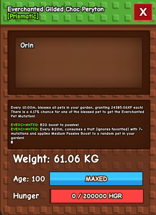 Gilded choc peryton everchanted 60-61kg