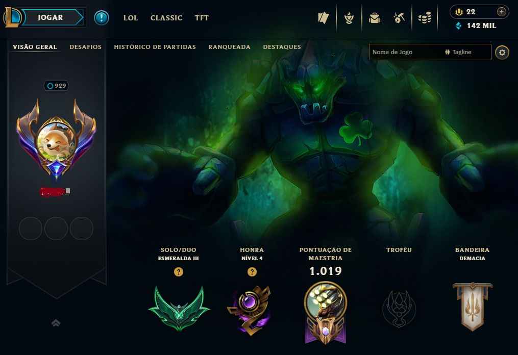 Conta de lol RARA nvl945 com 507 skins FULL ACESSO (SKIN RIVEN 2012)
