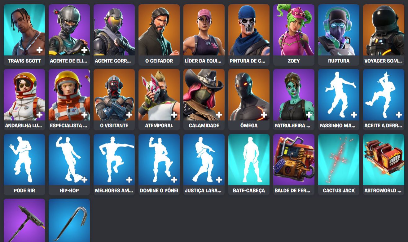 CONTA FORTNITE OG TRAVIS SCOTT, PASSINHO MARAT, + 100 SKINS, SALVE O MUNDO OG