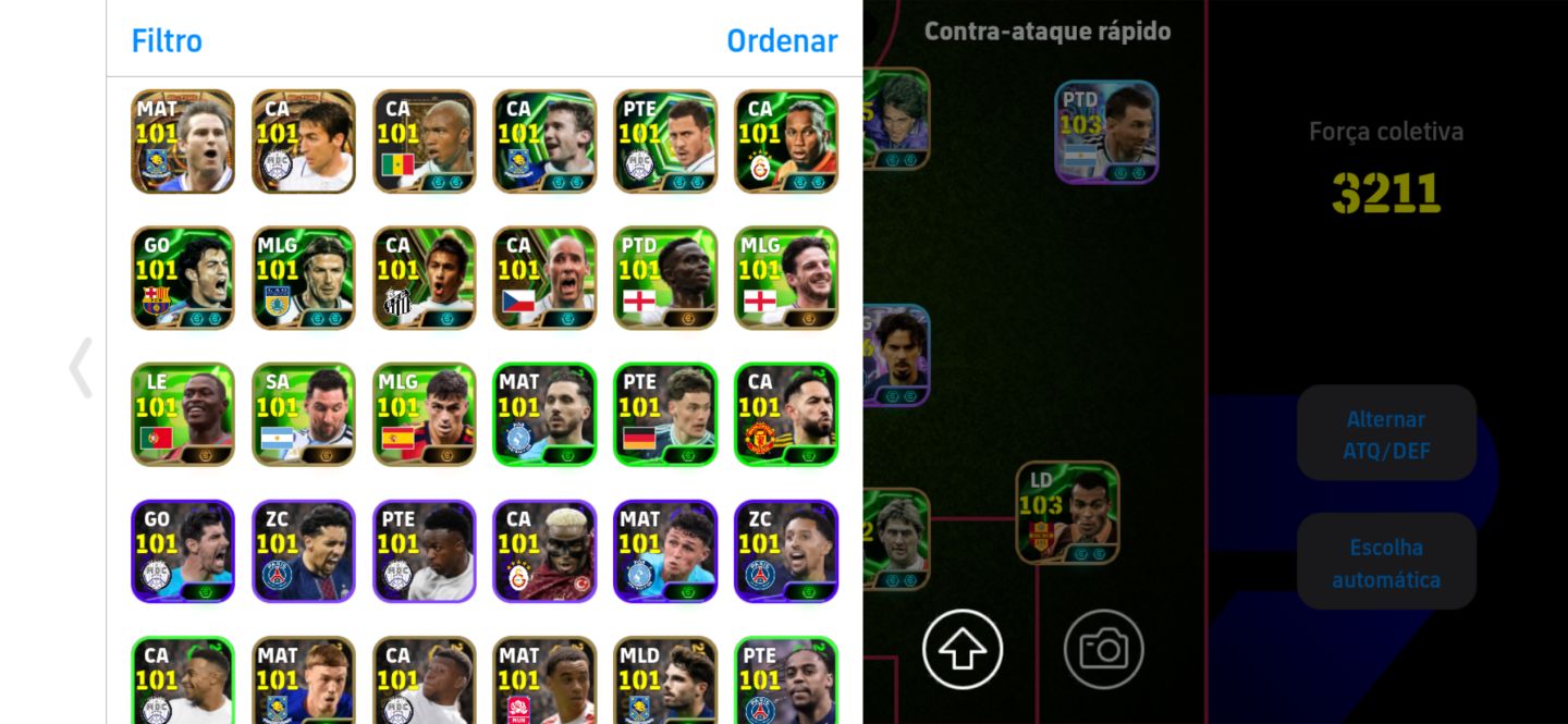 CONTA eFootball Mobile | Força 3211 | Elenco 105/106 | Muitas Cartas Especiais