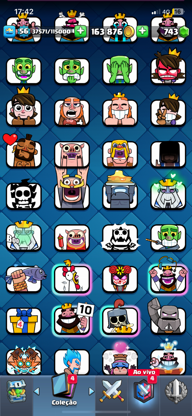 CONTA CLASH ROYALE 10K DE TROFEUS MUITAS EVOS