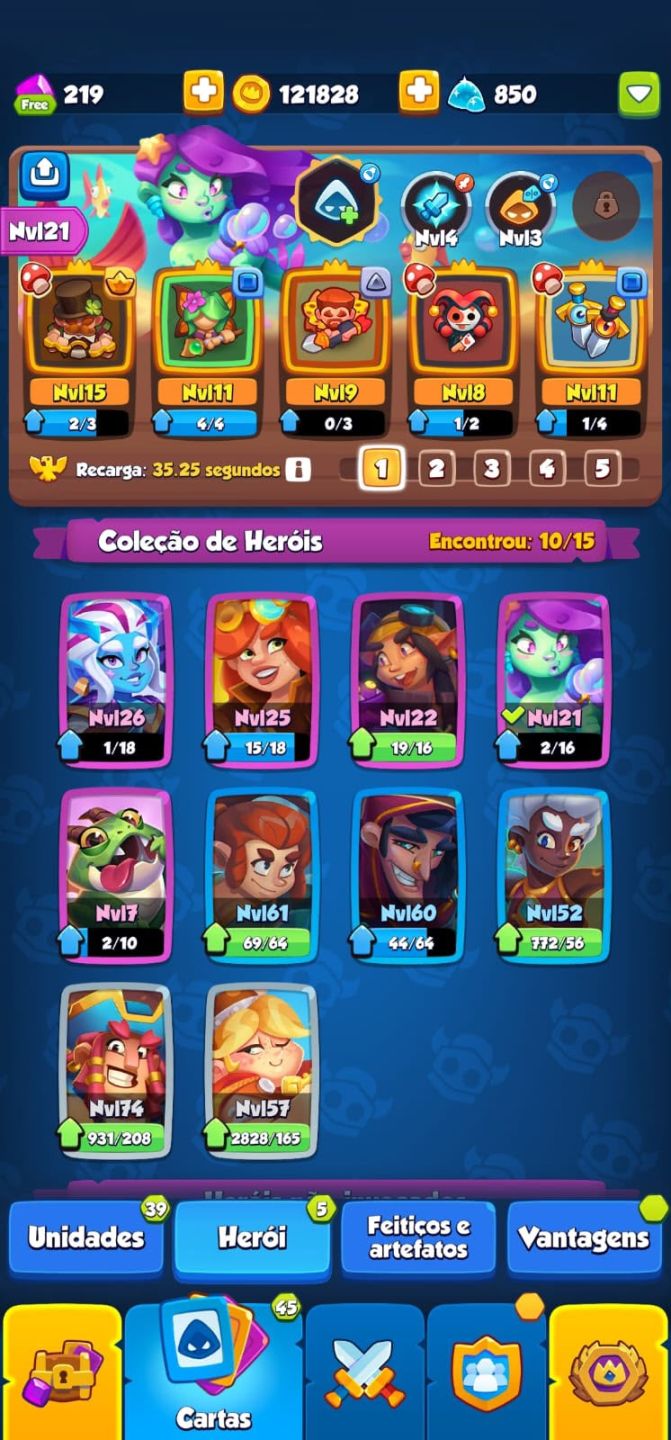 Conta Rush Royale BRIGUENTO LV 15 MONGE LV 13 + DRIADE LV11 1189 DE CRITICO