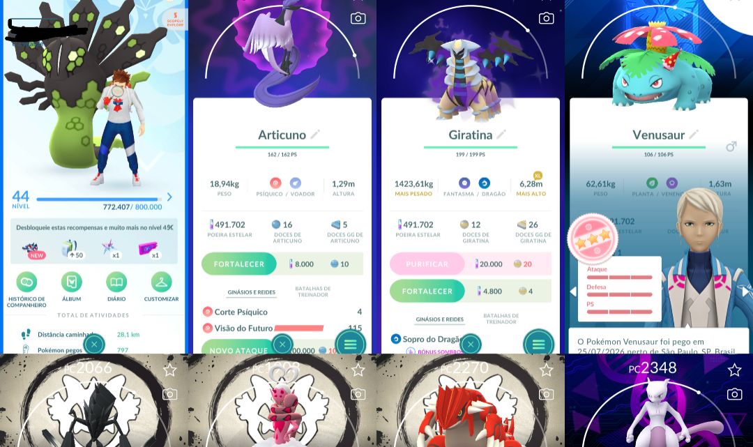 CONTA POKÉMON GO COM 4 MEWTOW DE ARMADURA+ZYGARDE NA SEGUNDA FORMA+74 LENDÁRIOS