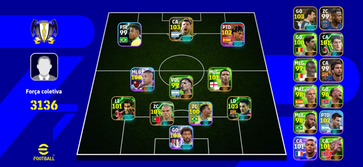 CONTA EFOOTBALL | KONAMI ID | YAMAL 102 + AGUERO 103 + PEPE 105 | ELENCO TOP