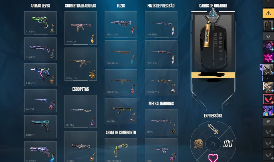 CONTA VALORANT VARIAS SKINS, FULL-INFO