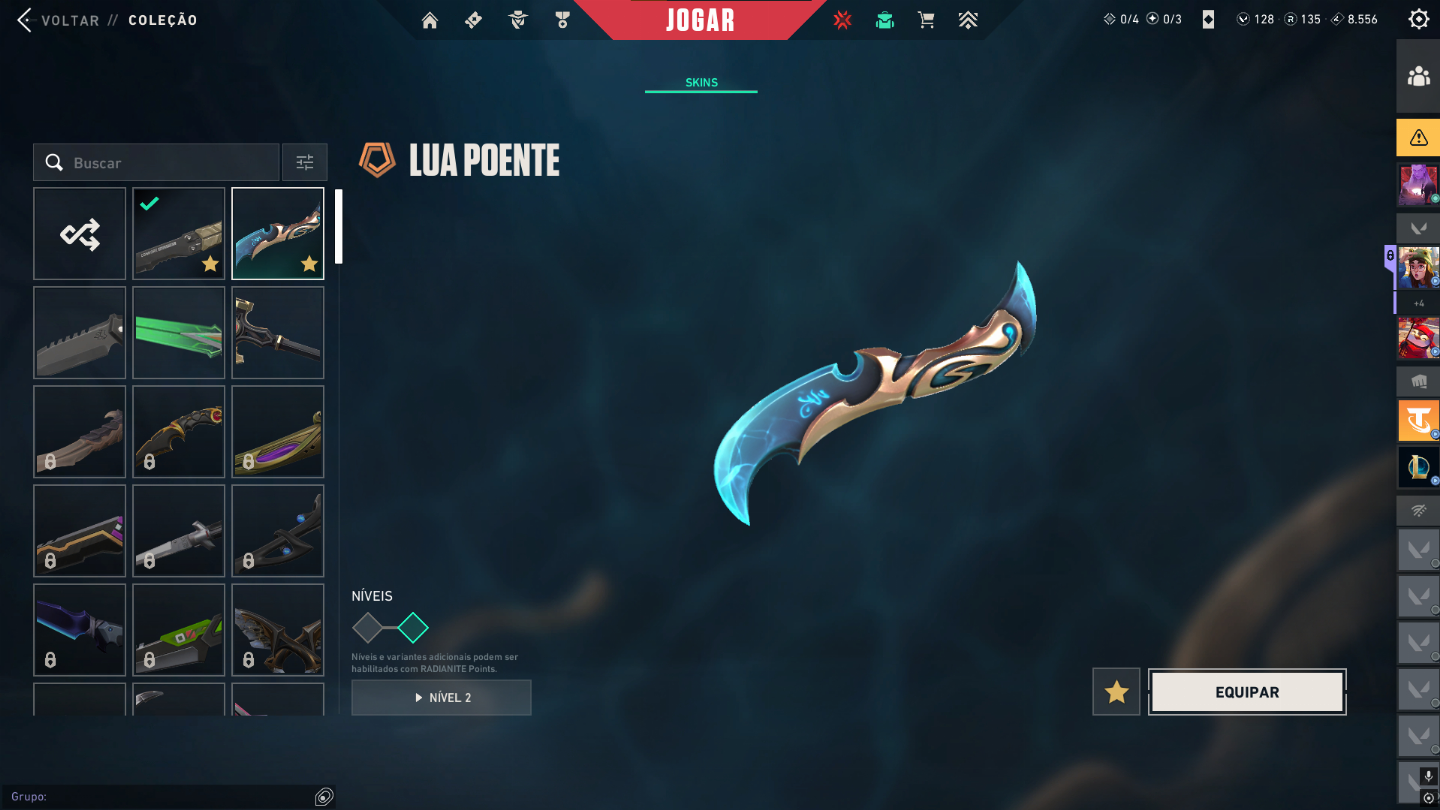 Conta de valorant com 4 skins de vandal, 2 phantom, 1 sheriff, 1 ghost e 1 guard