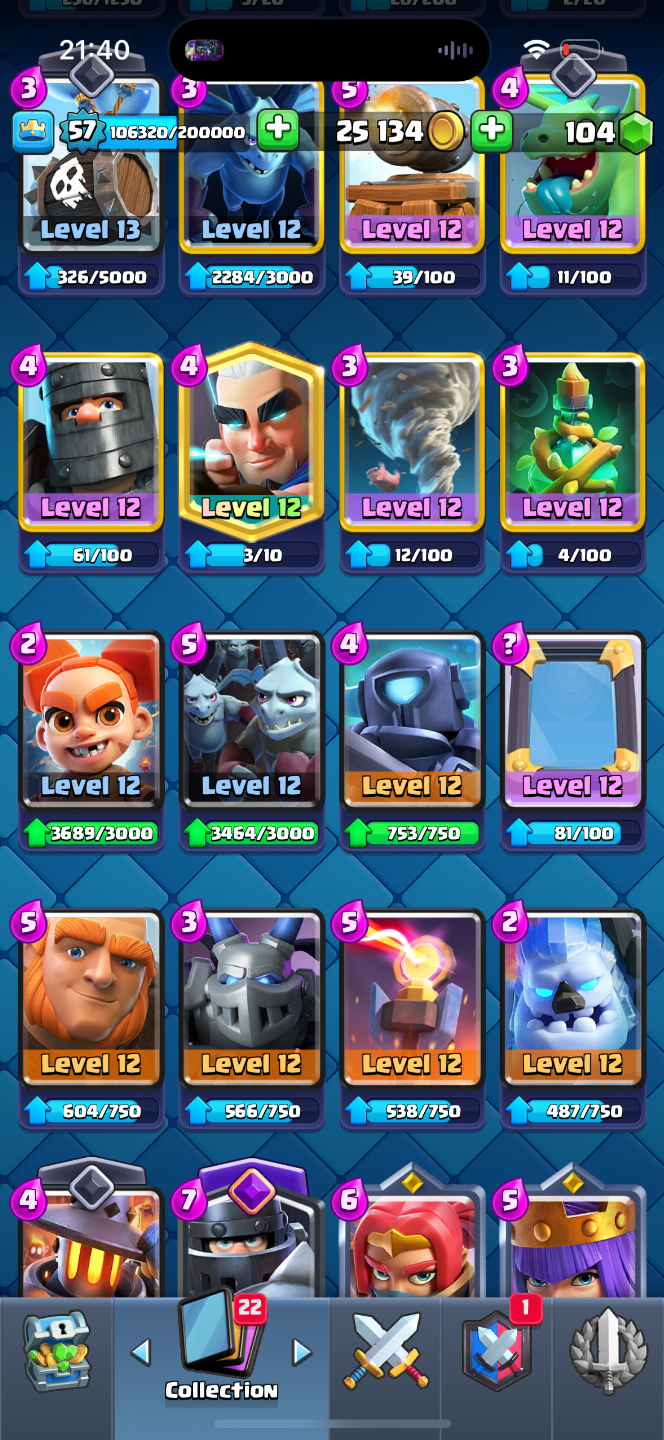 CONTA CLASH ROYALE | LVL 57 | 20 EVOLUTIVAS | 20 ELITES | 10K TROFÉUS