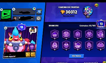 Conta Brawl stars com 87 brawlers e mais de 250 skins.