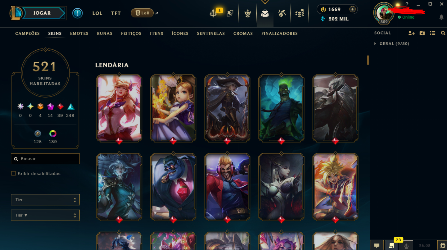 CONTA LEAGUE OF LEGENDs/ 593 SKINS / CAMPEÃ PRIMEIRO CLASH