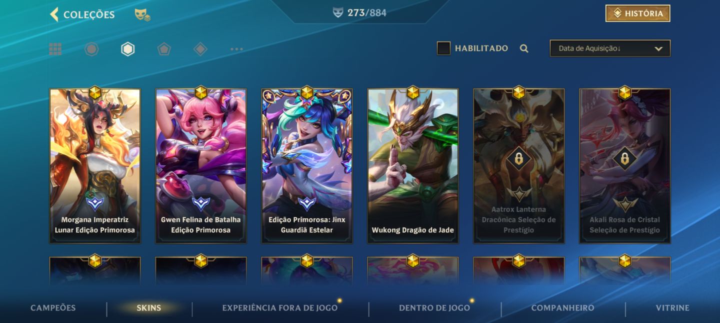 Conta WILD RIFT com 273 skin, grão mestre Mono Diana Full champs