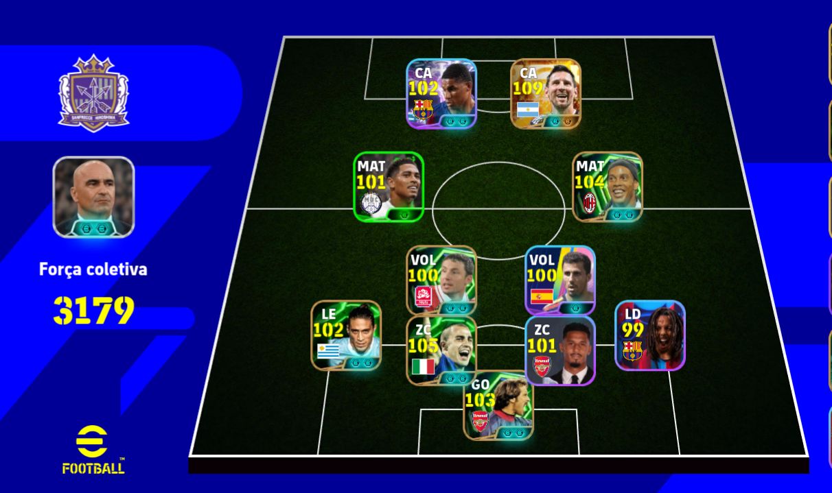 Conta completinha, com Messi 111 e companhia.