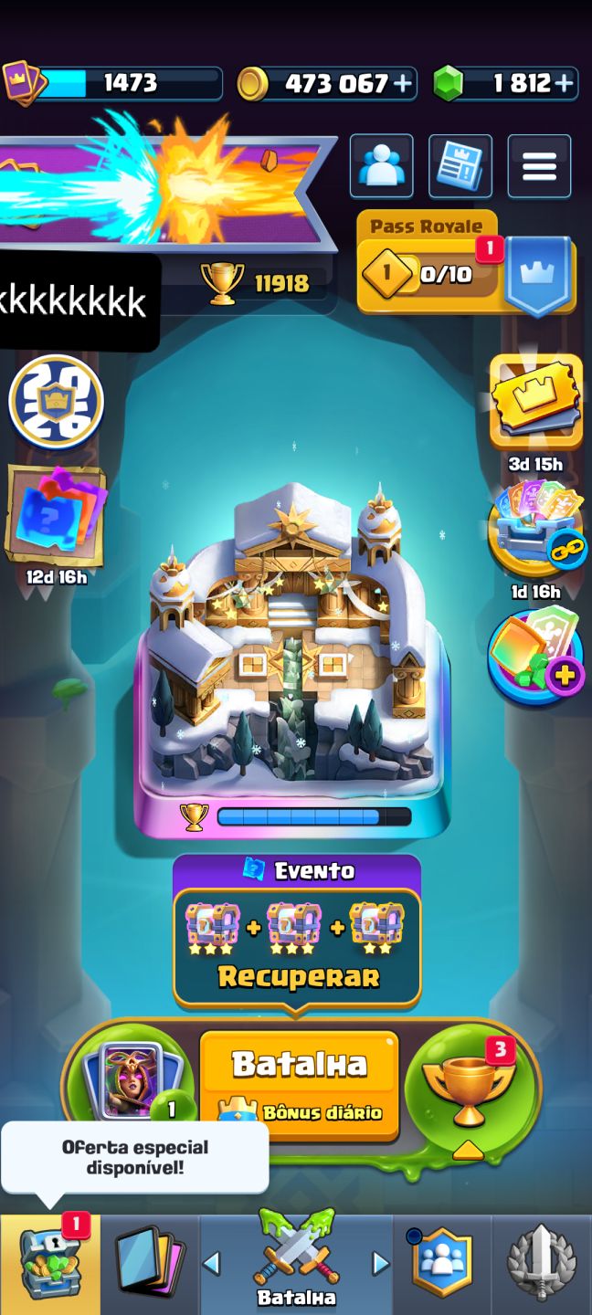 Conta Clash Royale, arena 28 com selo de 8 anos bem upada