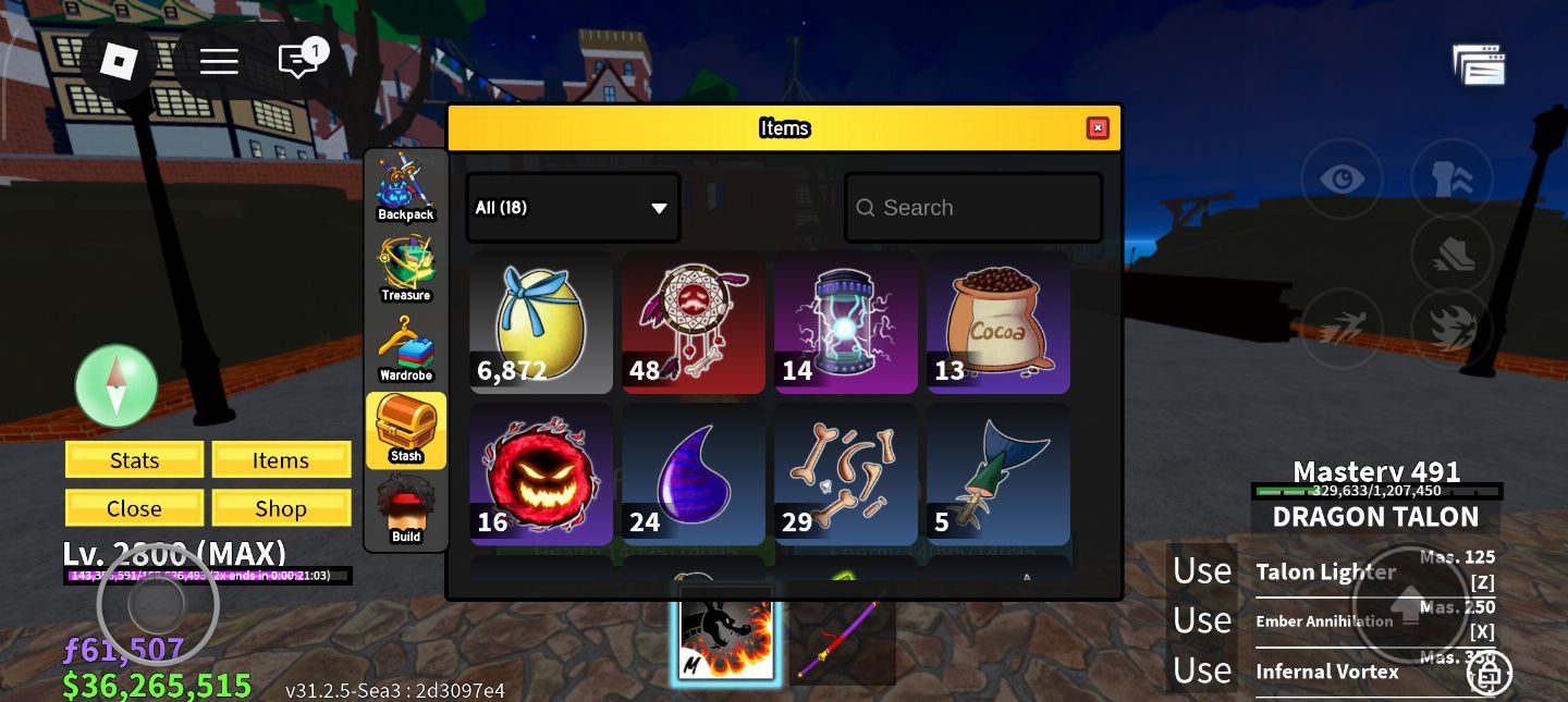 Blox Fruits LVL MAX 2800 | YAMA + SABER | 36M BELI | 61K FRAGS| ITENS RAROS B001