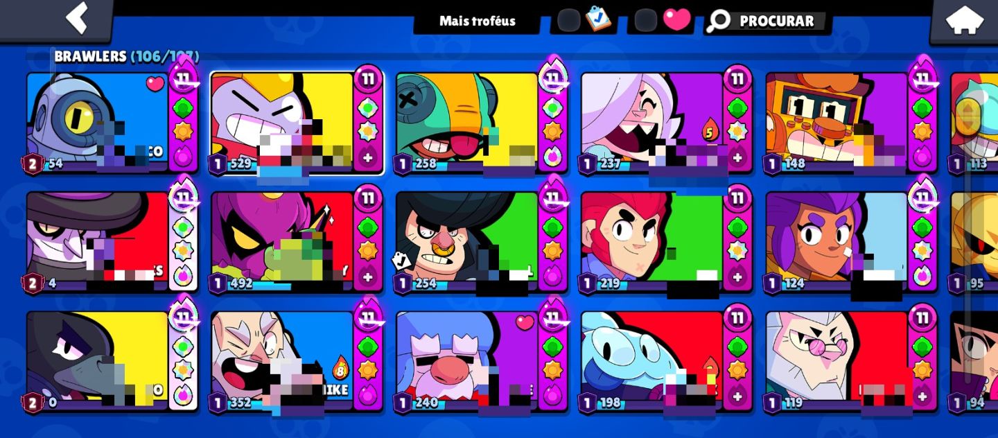Brawl Stars | 50.633 Troféus | 106/107 Brawlers |40 Prestígios | Skins Raras