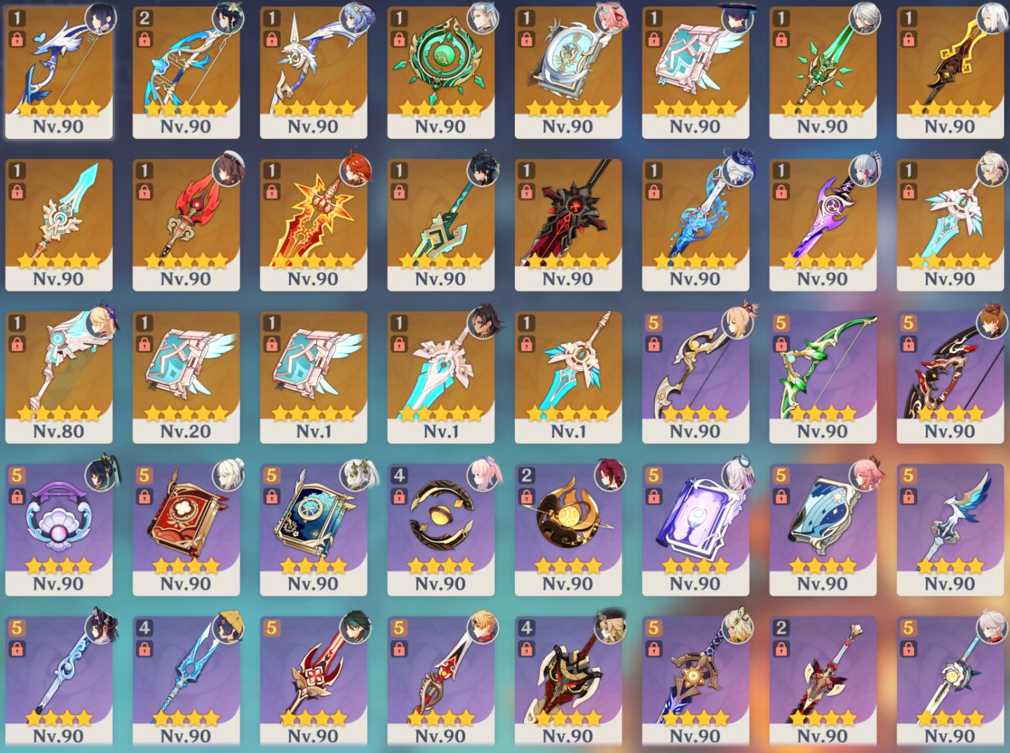 Genshin AR60 América | 41 T5 + 21 Armas T5 | 13 Skins | Aloy
