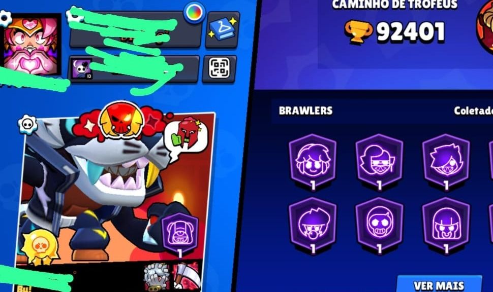 Conta de Brawl 3 Pro Pass, 92K, Pins Matcherino Promoçao, 12 passes