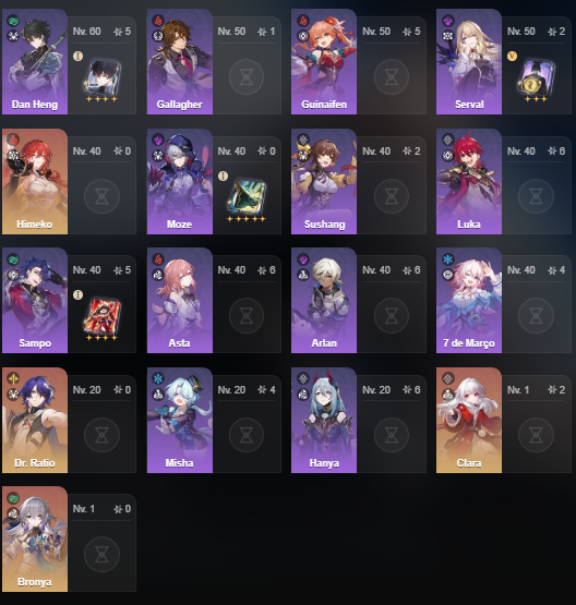 Conta HSR Upada Rank 70 E Genshin Impact AR 49 (CHEQUE A DESCRIÇÃO)