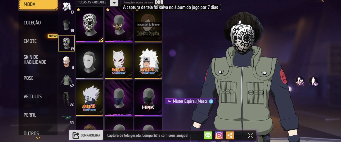 CONTA FREE FIRE | KAKASHI + NARUTO | CAMISAS DE TIME | SELEÇÃO BRASILEIRA