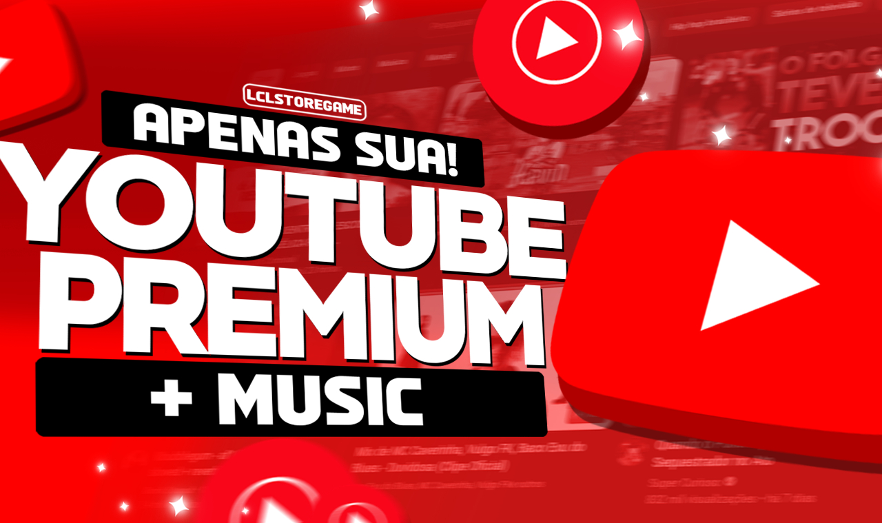 1 Mês Youtube Premium e Music Premium - Plano Família (Conta só sua)