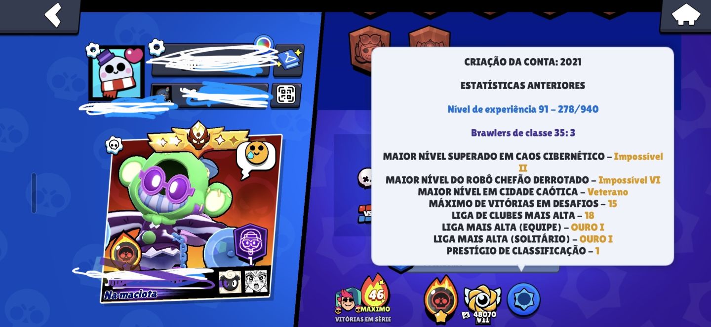CONTA RARA DE BRAWL STARS, 4 RANK 35, PRESTIGIO 3, MESTRES 2024