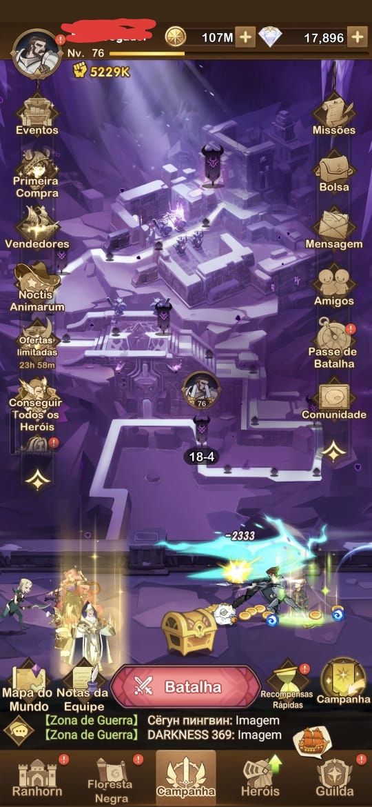 CONTA AFK ARENA/17K+ DIAMANTES/KAFKA HIBINO/ROWAN/PALMER/MEDUSA COM SI LIBERADO
