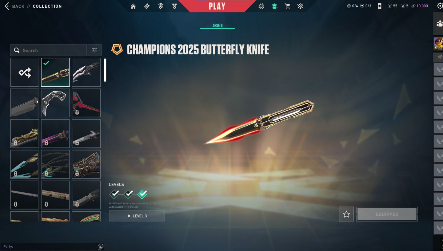 Conta Ascedente 3 com Karambit VCT Américas e vandal e butterfly champions 2025