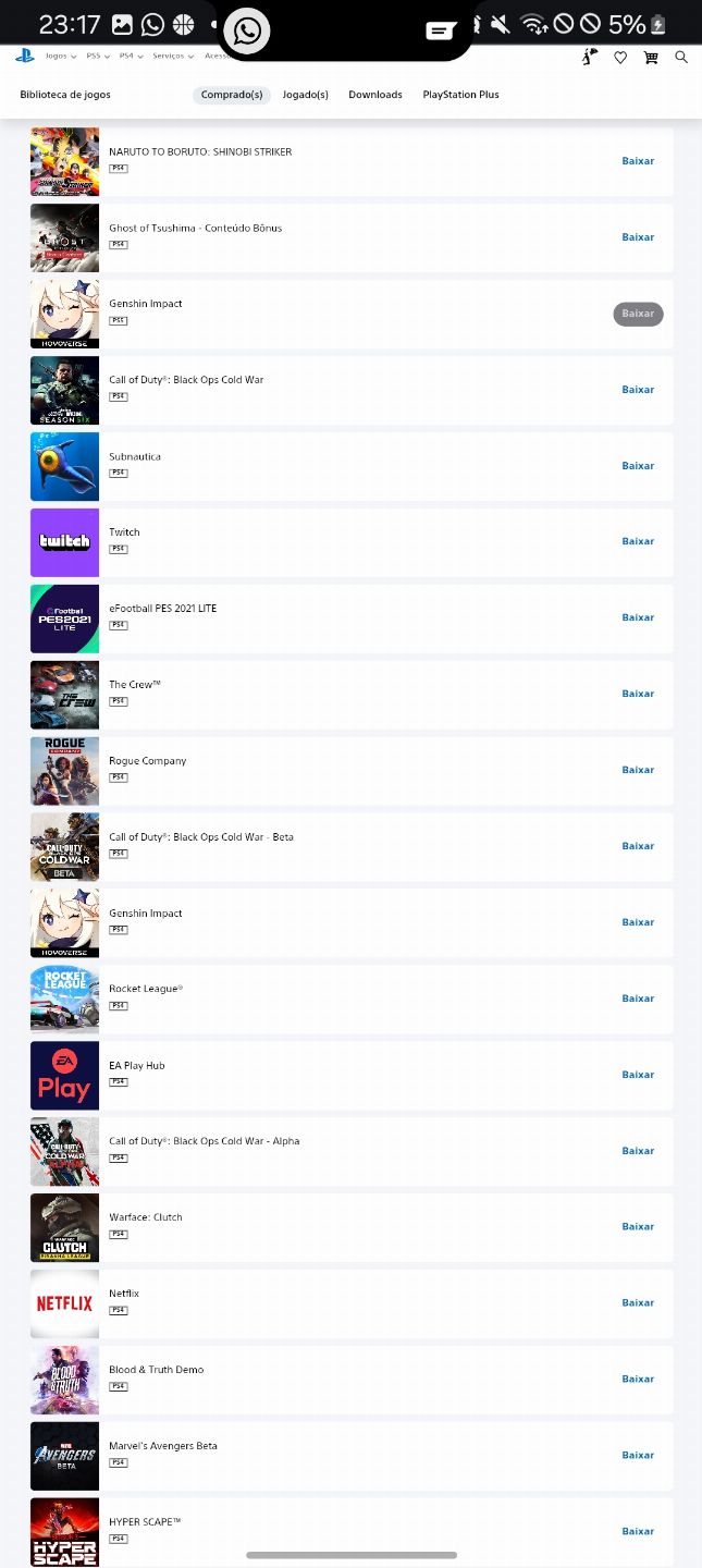 Contas playstation com 120 jogos disponíveis conta full acesso(preço negociavel)