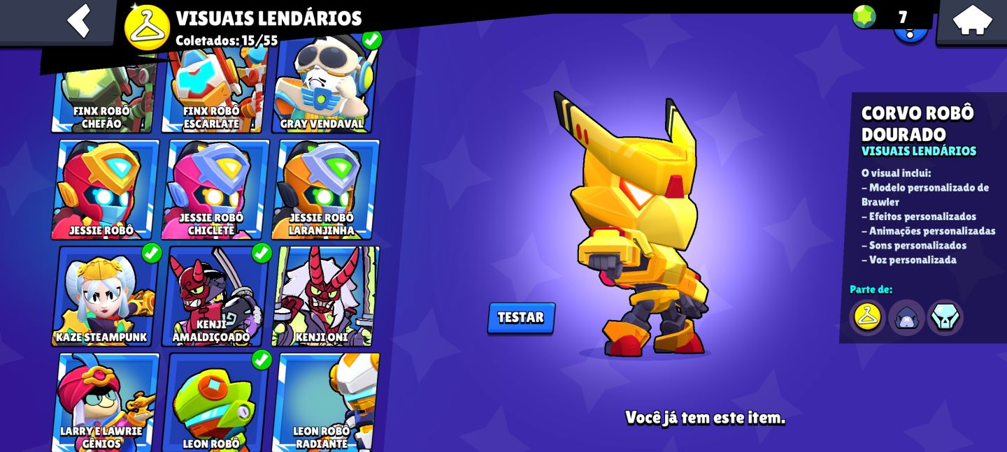 Possui todos os brawlers, mais de 265 skins, 30 brawlers full, Full acesso!!