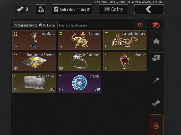CONTA ARENA BREAKOUT - DOCUMENTO SECRETO (5.5M+) + 3 REDS + 10M ARMAZÉM!