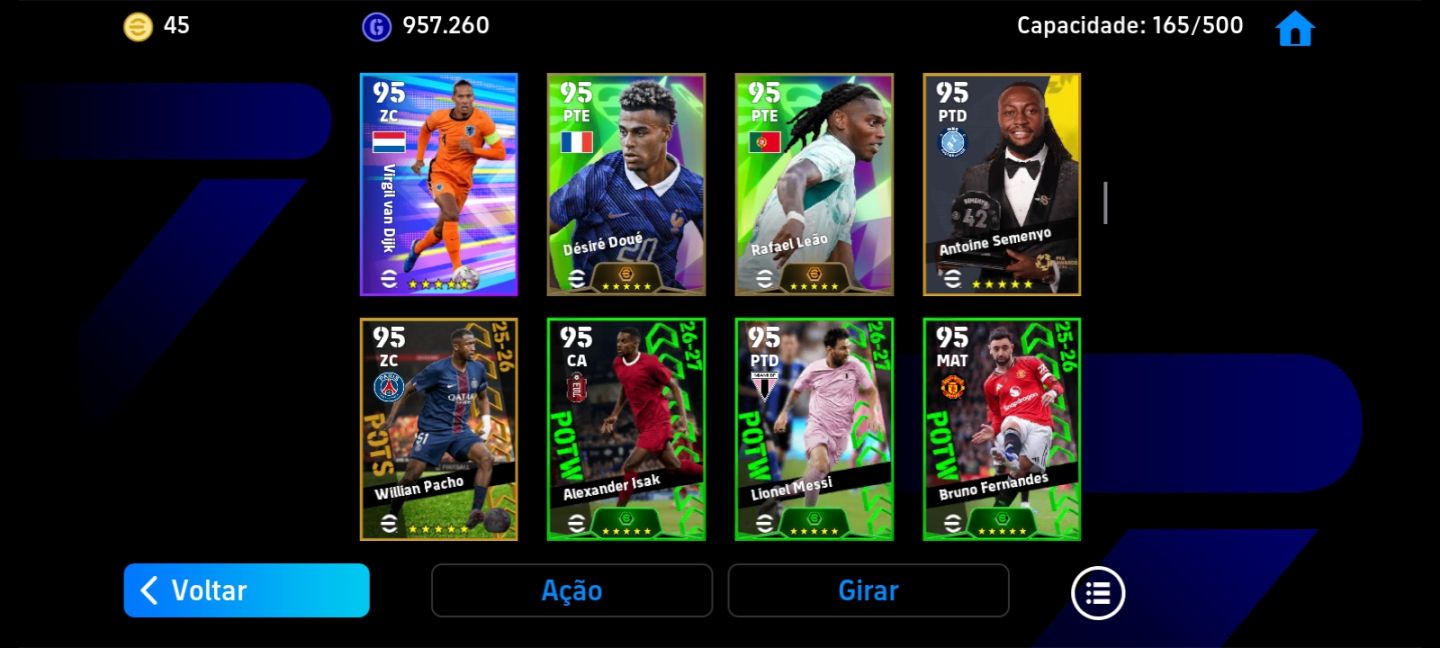 Conta Efootball - Técnico Mourinho ,Messi 104, Luiz Suárez blitz, Goleiro bugado