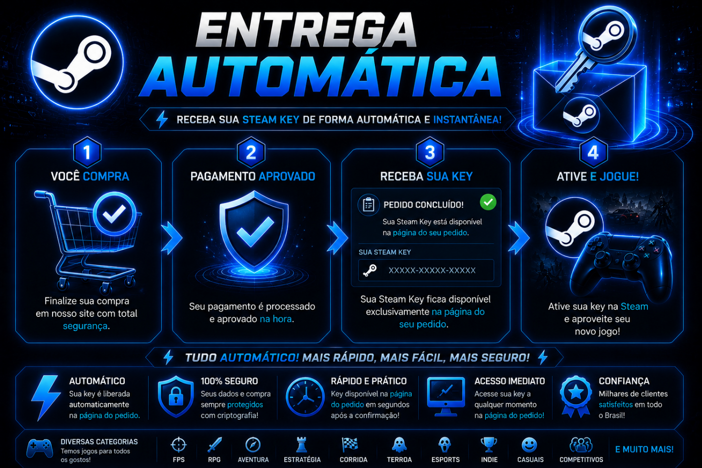 STEAM KEYS ALEATÓRIAS [PROMOÇÃO/ENTREGA AUTOMÁTICA]