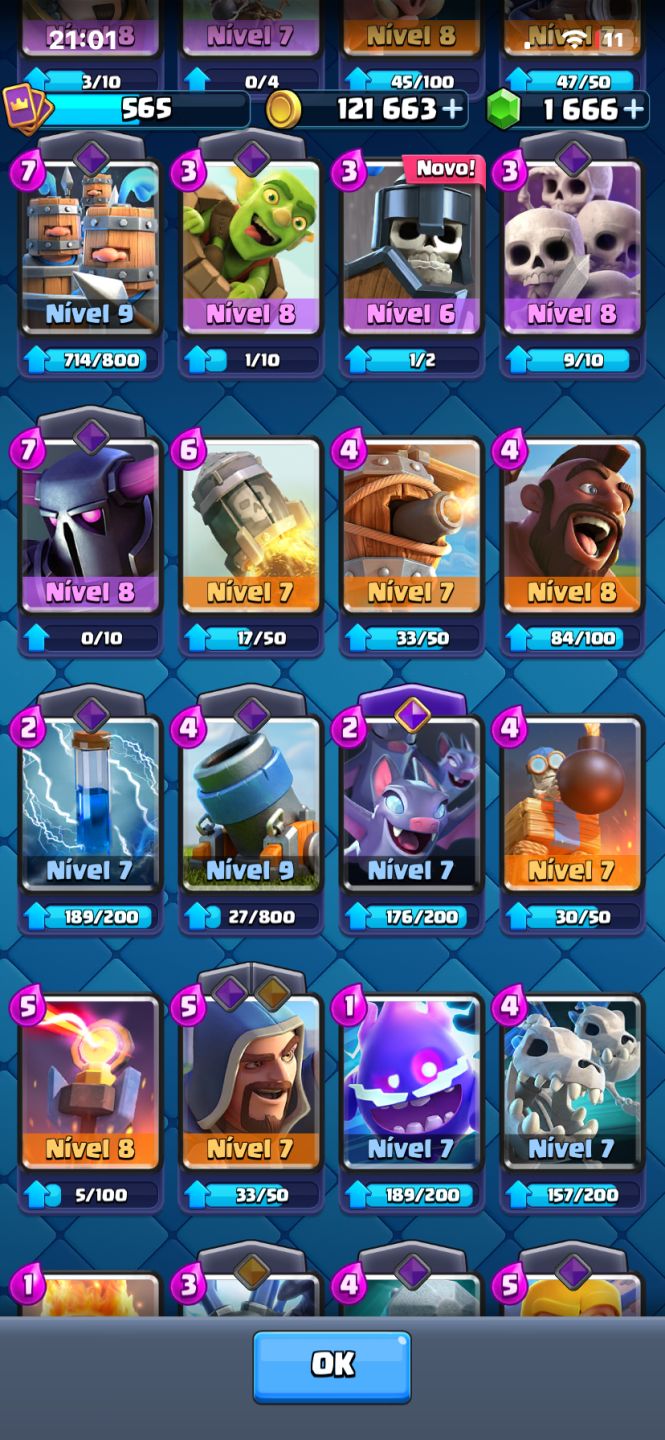 Conta de Clash Royale com 3800 troféu arena 12 com 1700 gemas, pra iniciantes