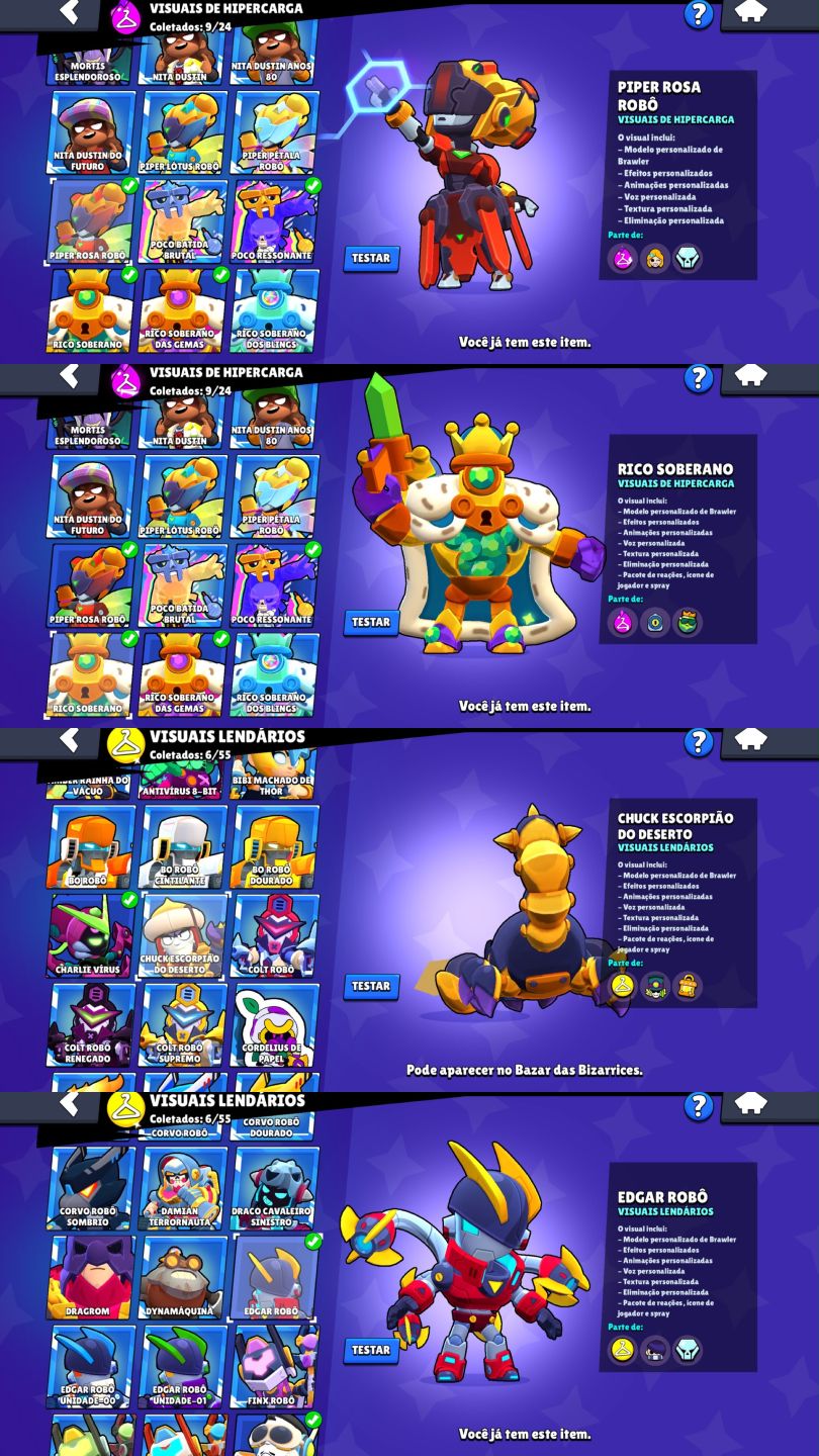 CONTA DE BRAWL STARS | 52K DE TROFEUS | 107 BRAWLERS VARIAS SKINS