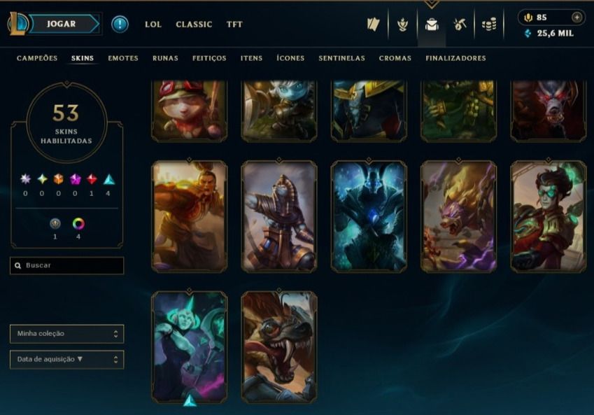 CONTA DE LEGUE OF LEGENDS LVL 42 COM 53 SKINS CONTA BRONZE 4