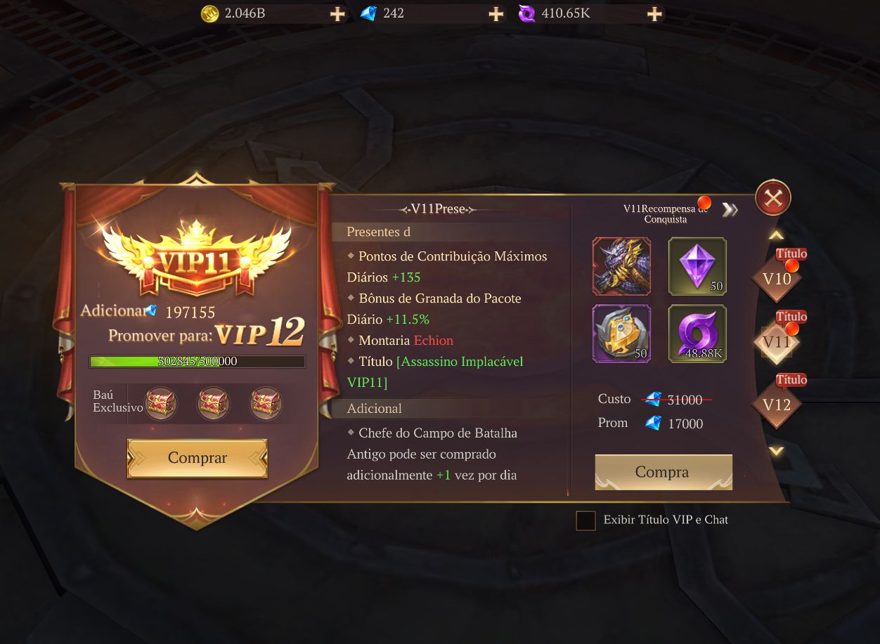 Conta MU: Dark Epoch | VIP 11 | Elfo INI 991M CP | Servidor URUK 21