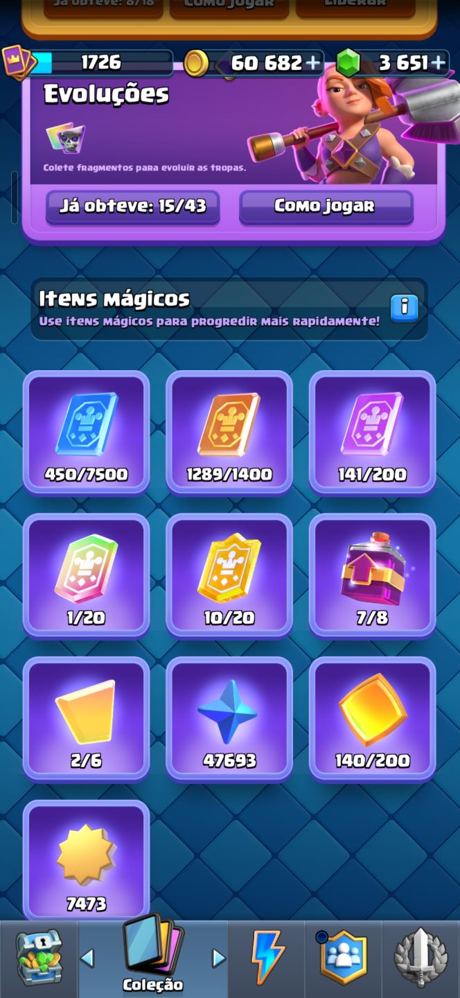 Conta Clash Royale Nível 16 Várias Cartas Nível Máximo 14k troféus Arena Campeão
