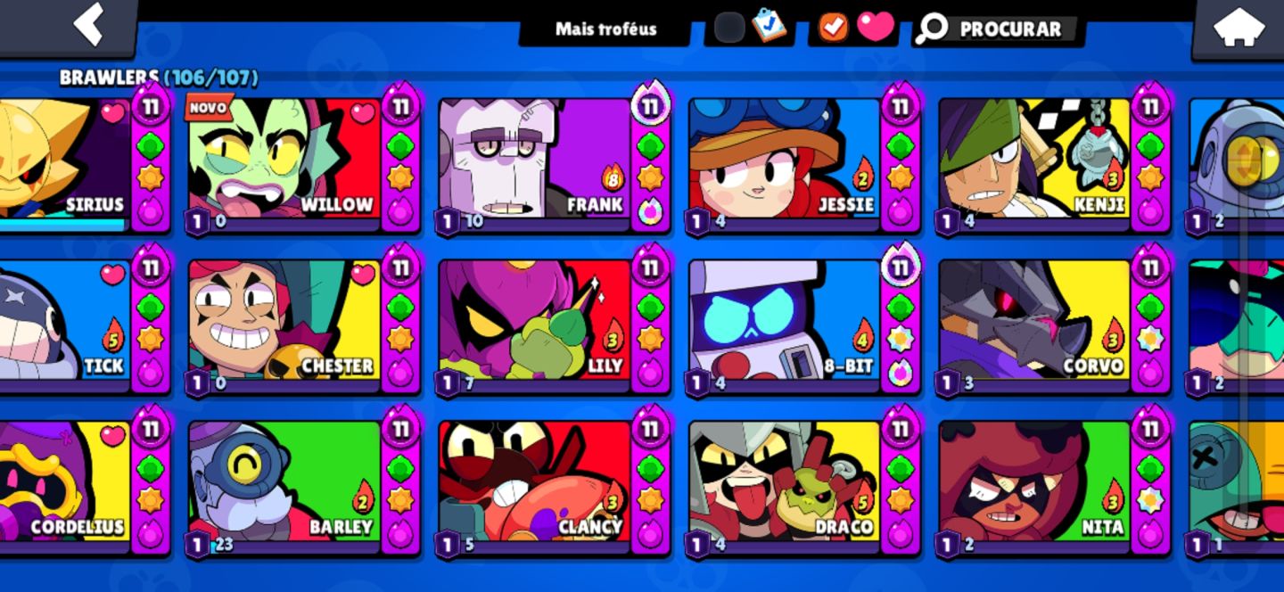 CONTA BRAWL STARS COMPLETA | 265 SKINS + 35 HIPERCARGAS + 32K TROFÉUS