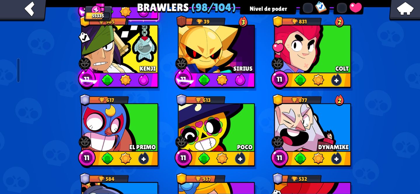 Conta de brawls stars com skins dos antigos passes e skins lendárias