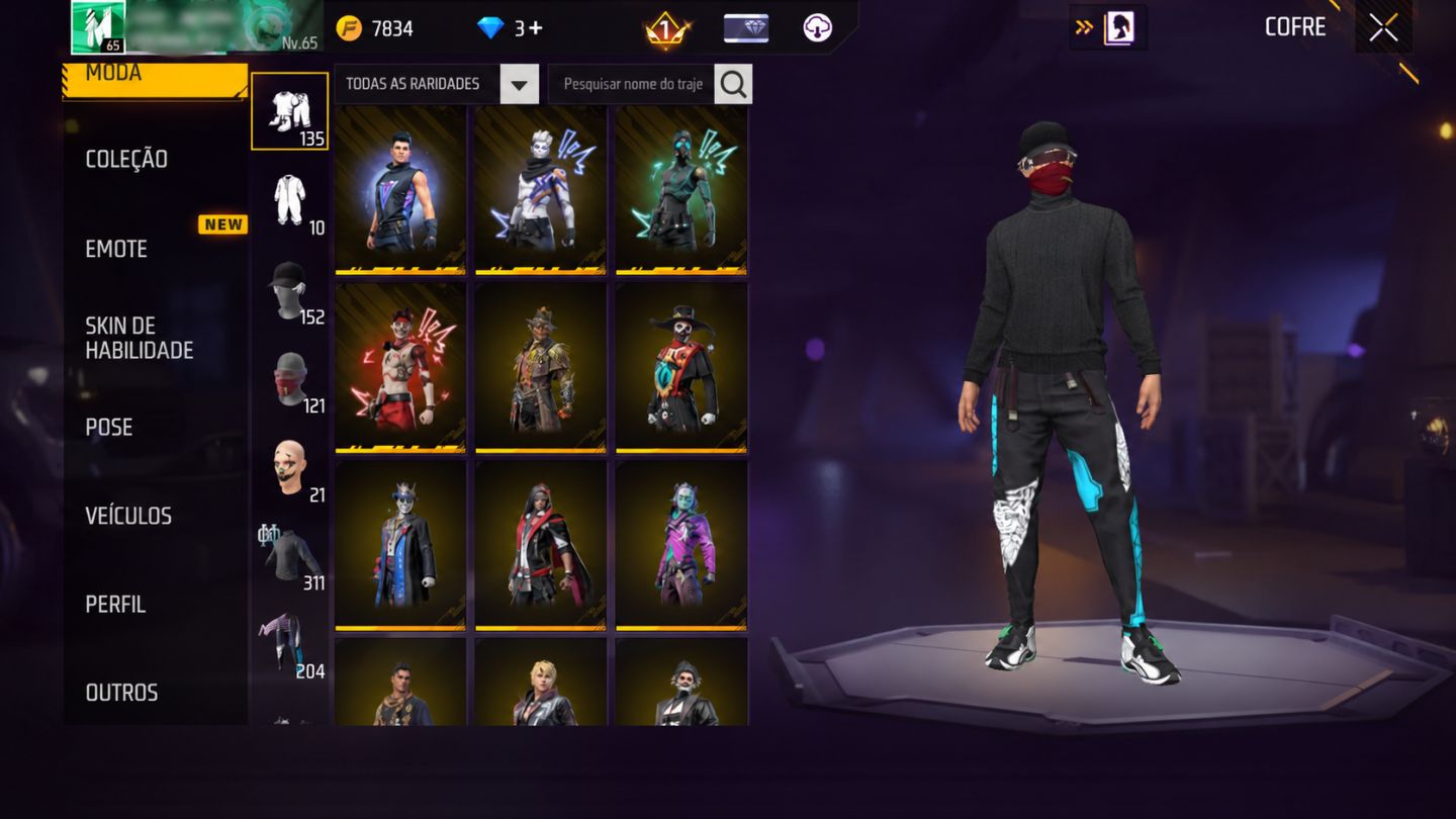 CONTA FREE FIRE INSANA! MUITAS SKINS, RARIDADES E COLEÇÃO BRABA!
